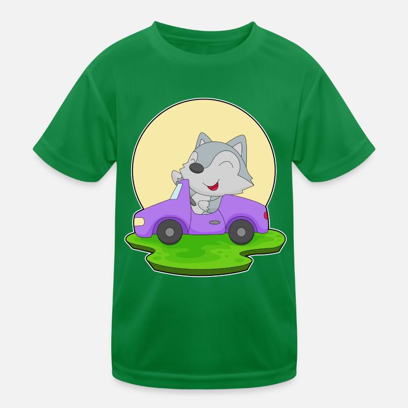 Wolf Auto Kinder Funktions-T-Shirt