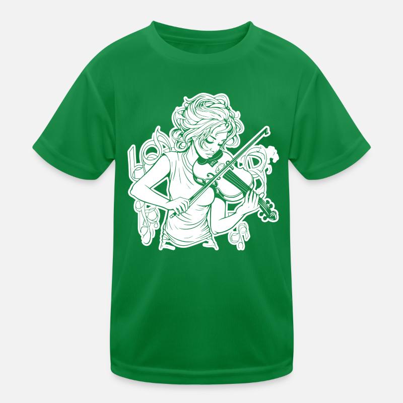 Fiddle Girl Drawing Kids Functional T-Shirt
