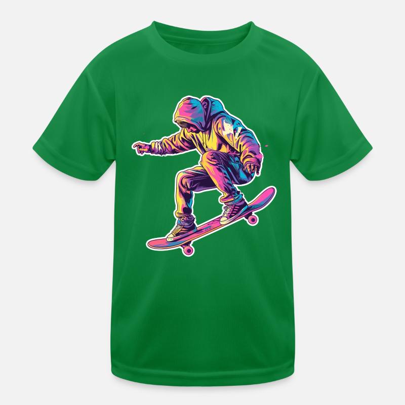 Retro Skateboarder Kids Functional T-Shirt