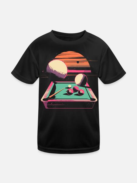Billard 90er Jahre - Kinder Funktions-T-Shirt - Schwarz - Vorne