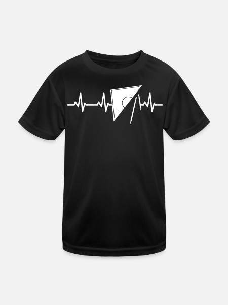 Geodreieck Herzlinie - Kinder Funktions-T-Shirt - Schwarz - Vorne
