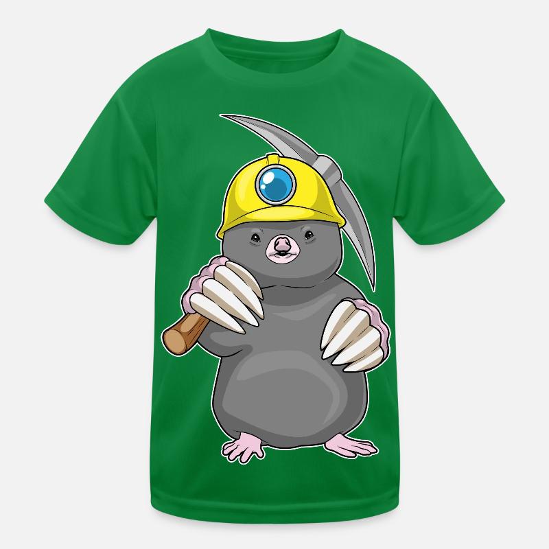 Maulwurf Bergarbeiter Spitzhacke Bergbau Kinder Funktions-T-Shirt