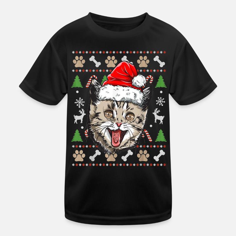 Pull Moche De Noel Chat Humour Noël Cadeau Drôle T-shirt sport Enfant