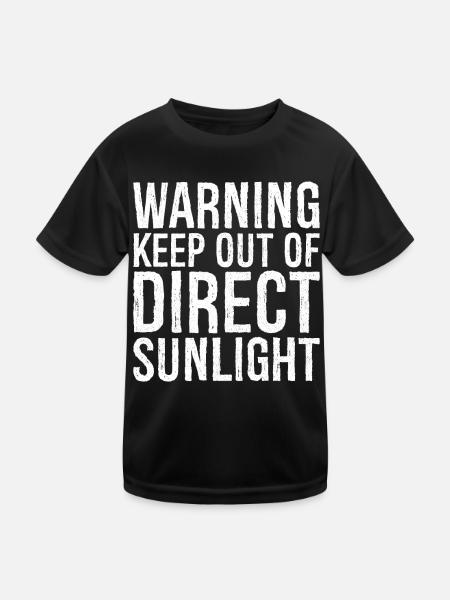 warning keep out of direct sunlight funny - Kids Functional T-Shirt - black - Front