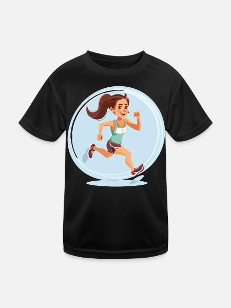 Runner in comic style - Kids Functional T-Shirt - black - Front