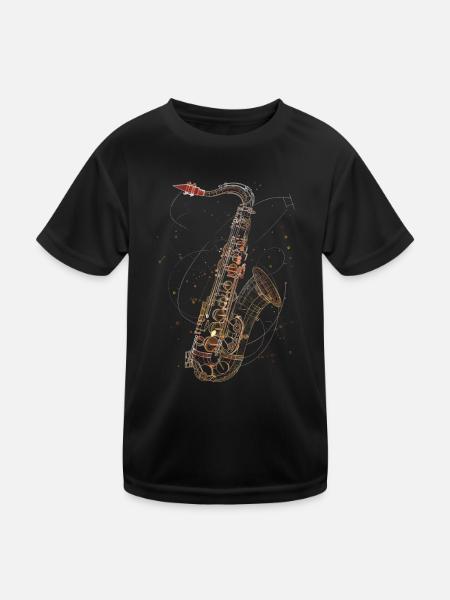 Saxophone Line Art - Kids Functional T-Shirt - black
