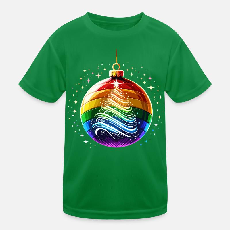 Regenbogen Weihnachtskugel Kinder Funktions-T-Shirt