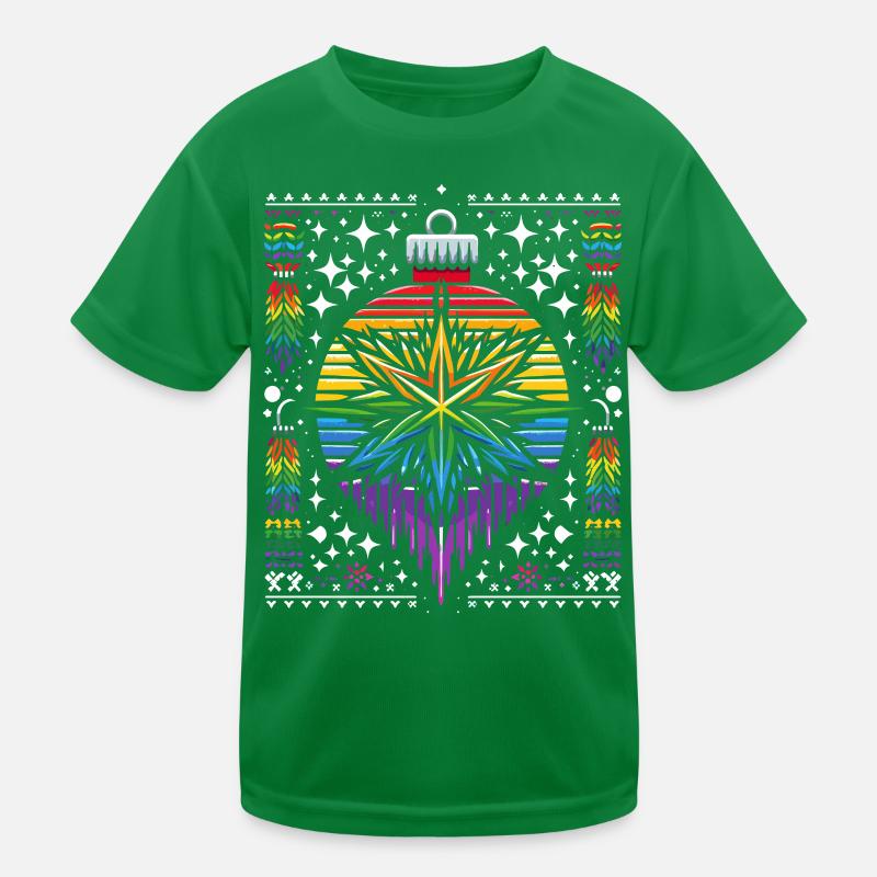 Christbaumkugel Strickmuster Regenbogen LGBTQ+ Kinder Funktions-T-Shirt
