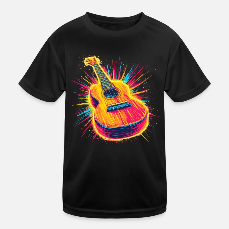 Ukulele Retrowave - Kinder Funktions-T-Shirt - Schwarz