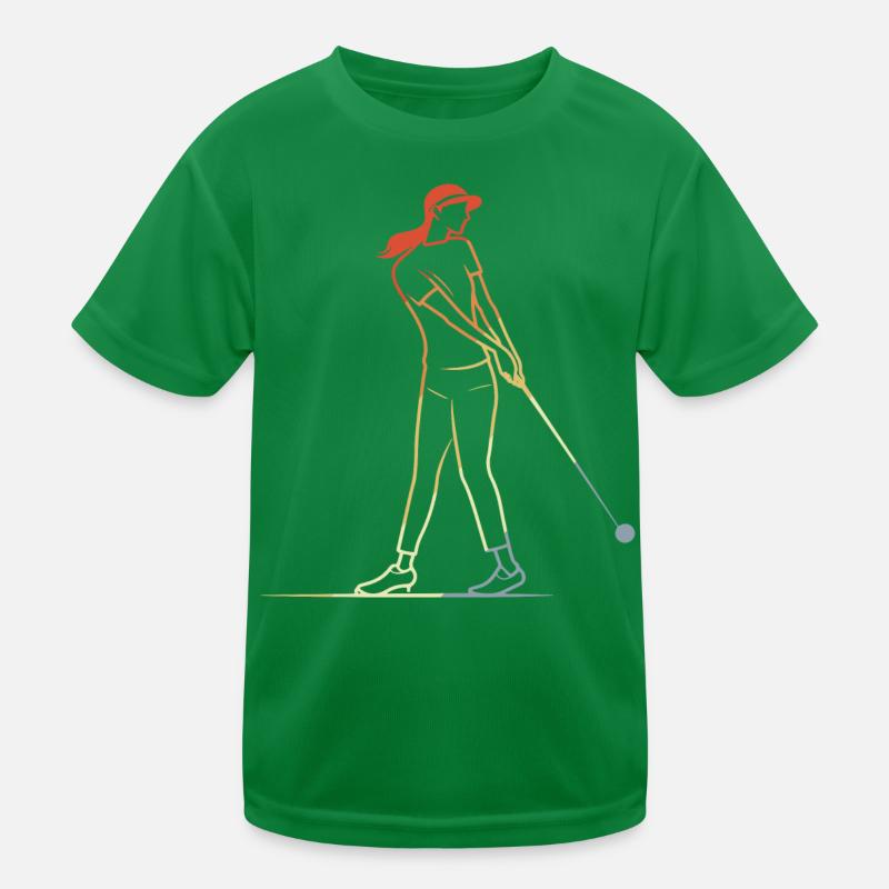 Weiblicher Golfspieler Line Art Kinder Funktions-T-Shirt