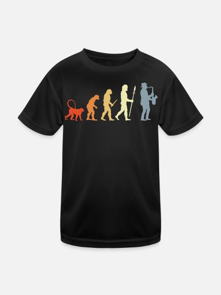 Saxophonist Evolution - Kinder Funktions-T-Shirt - Schwarz - Vorne