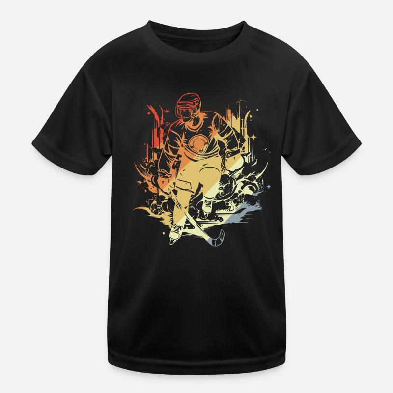 Eishockeyspieler Comic Stil Kinder Funktions-T-Shirt
