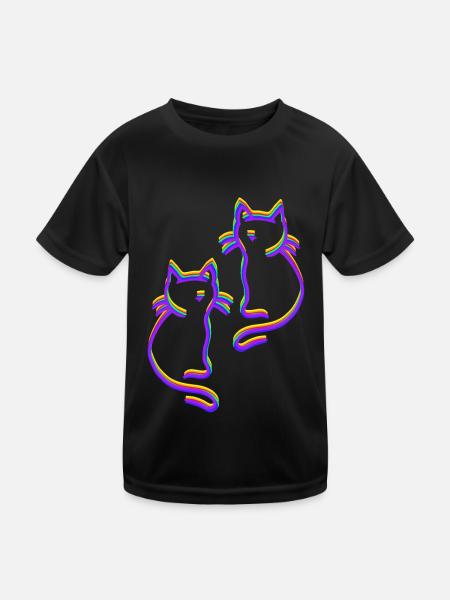 Regenbogen Katzen LGBT - Kinder Funktions-T-Shirt - Schwarz