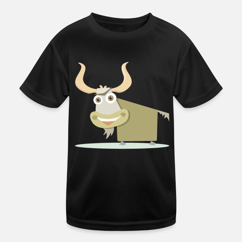 Fröhliche Illustration einer tibetischen Kuh. Kinder Funktions-T-Shirt