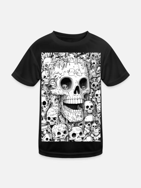 Skeleton shell in black and white - Kids Functional T-Shirt - black