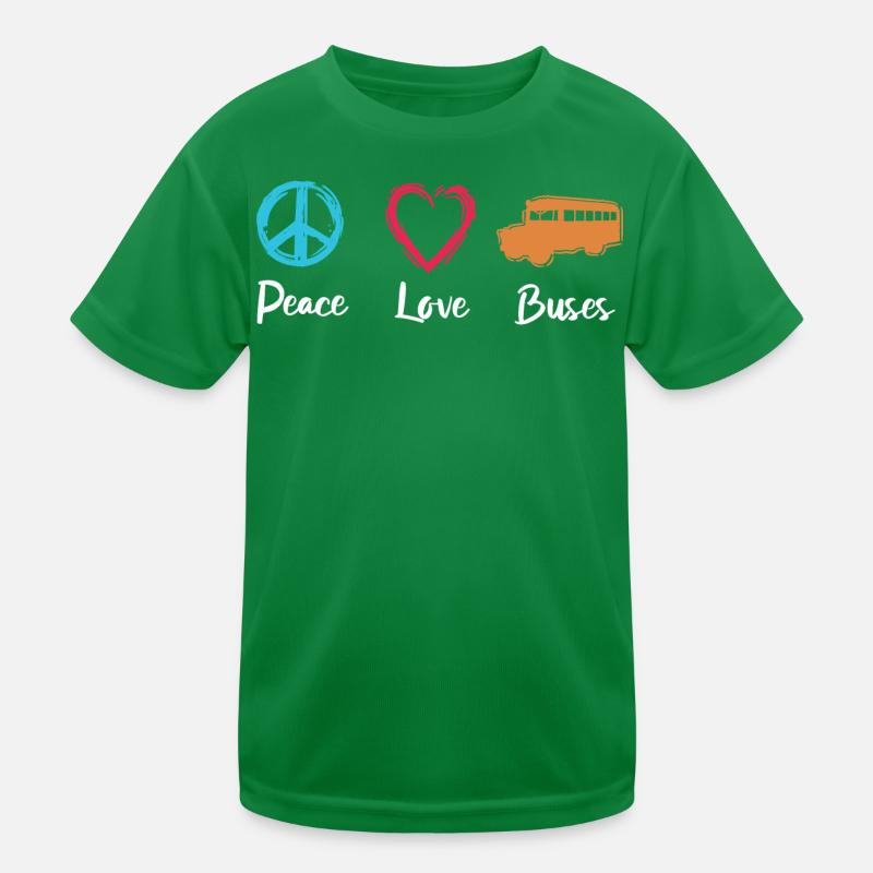 Peace Love Buses Kinder Funktions-T-Shirt