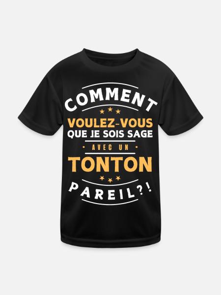Comment être sage avec Tonton - Cadeau enfant - T-shirt sport Enfant - noir - Devant