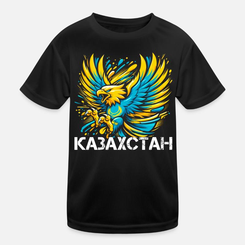 Kazakhstan Eagle Flag Flag Cyrillic Gift Kids Functional T-Shirt