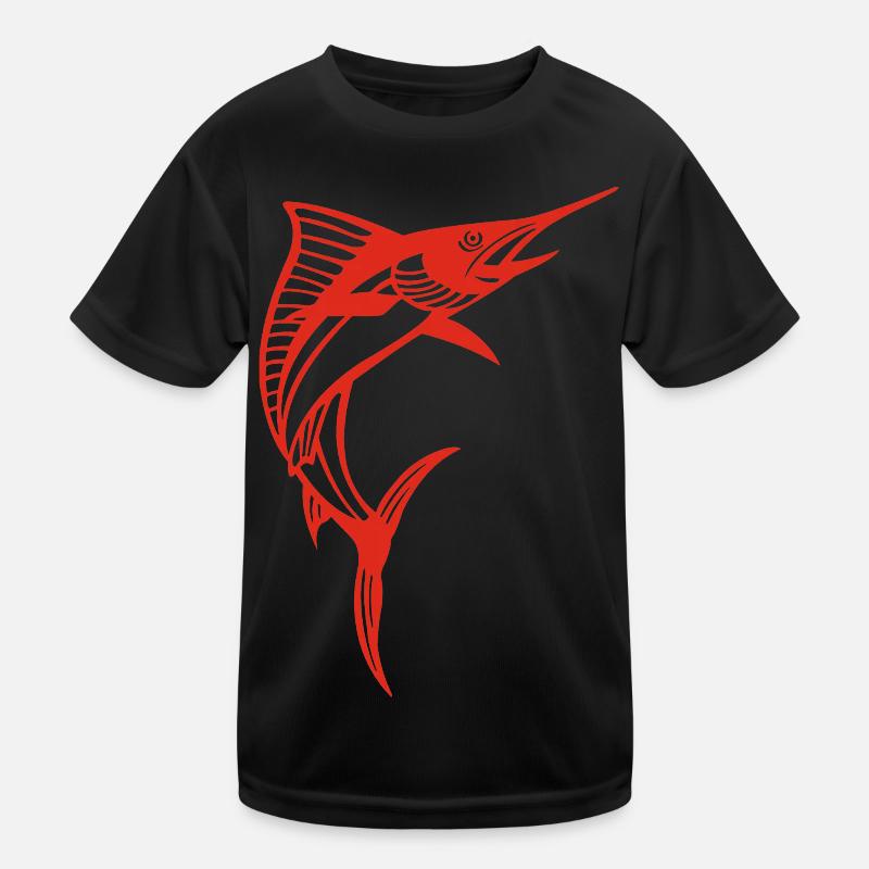 Roter Schwertfisch Kinder Funktions-T-Shirt