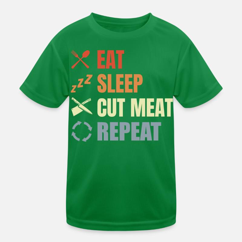 Manger Dormir Viande coupée Répéter T-shirt sport Enfant