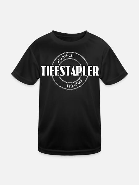 Tiefstapler - Kinder Funktions-T-Shirt - Schwarz