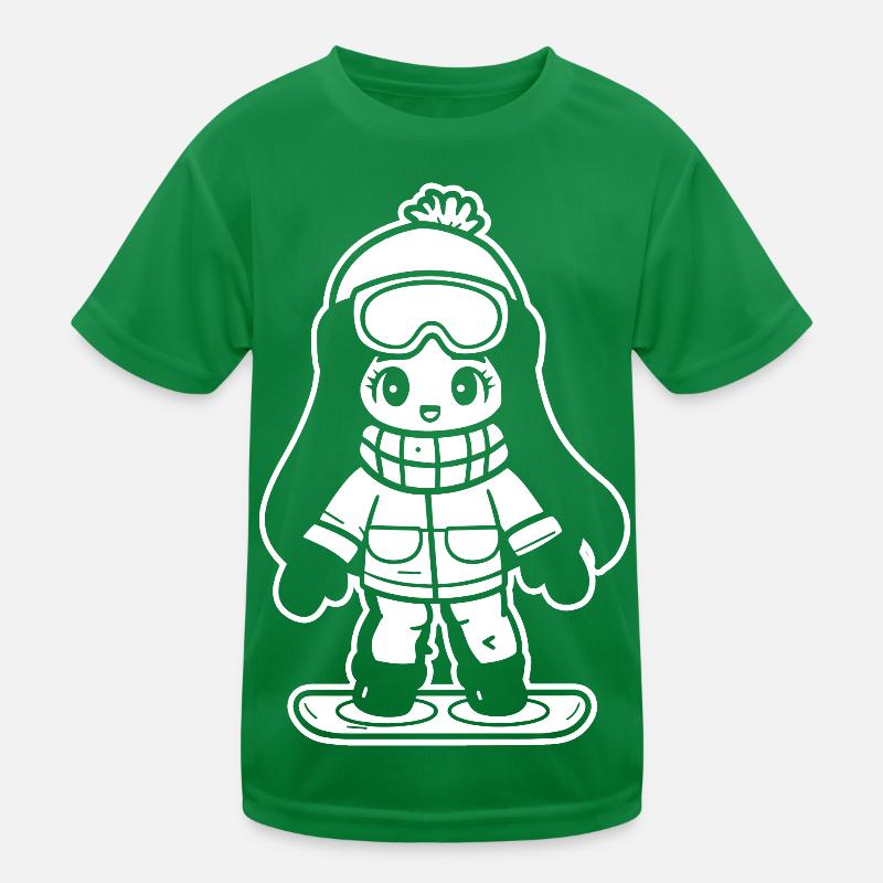 Snowboarder Mädchen Kinder Funktions-T-Shirt
