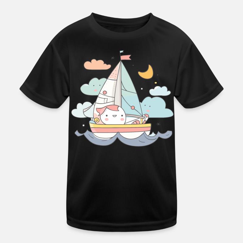 Sailing Comic Style Kids Functional T-Shirt