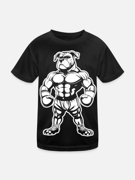Dessin de chien boxeur - T-shirt sport Enfant - noir - Devant