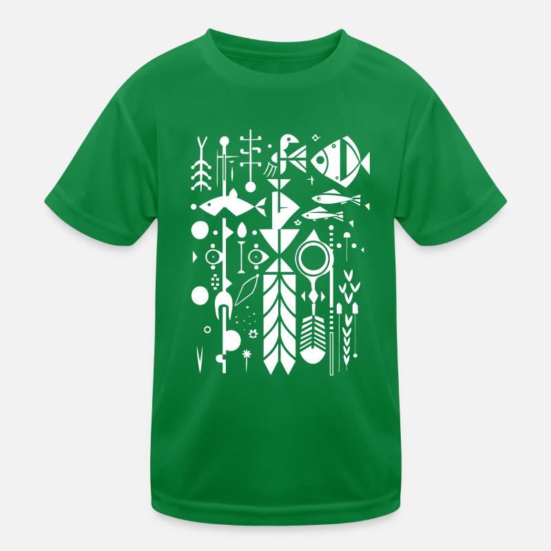 Fischerei Silhouette Kinder Funktions-T-Shirt