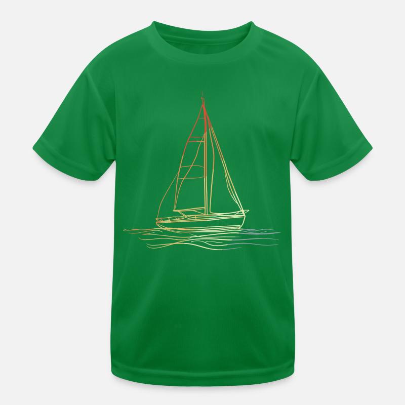 Retro Segelboot Line Art Kinder Funktions-T-Shirt