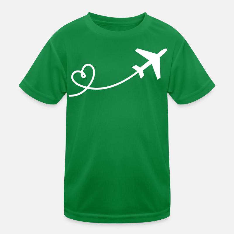 Flugzeug Herz Kinder Funktions-T-Shirt