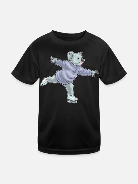 Koala Eislaufen Schlittschuhe - Kinder Funktions-T-Shirt - Schwarz
