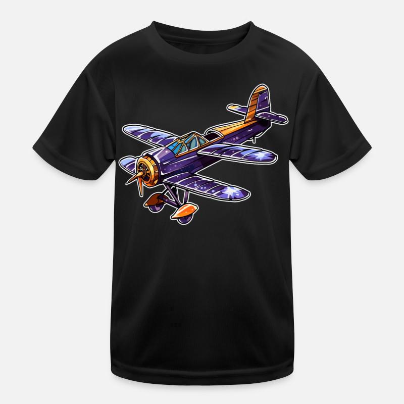 Propeller Plane Comic Look Kids Functional T-Shirt