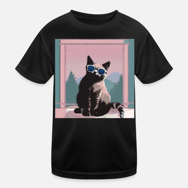 Chat au look rétro d’été T-shirt sport Enfant