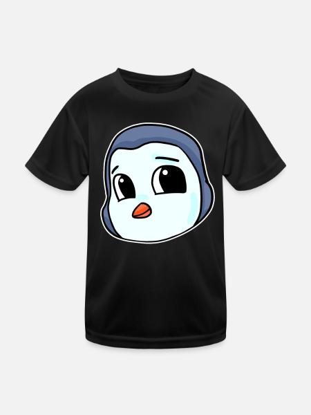 Pinguin Kopf Vogel Seevogel - Kinder Funktions-T-Shirt - Schwarz - Vorne