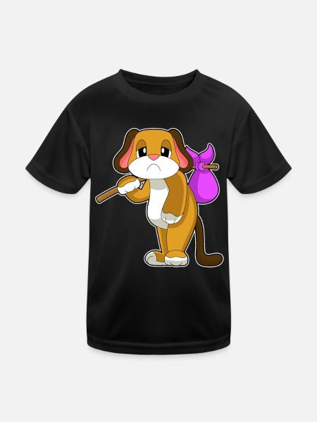 Hund Obdachlos - Kinder Funktions-T-Shirt - Schwarz - Vorne