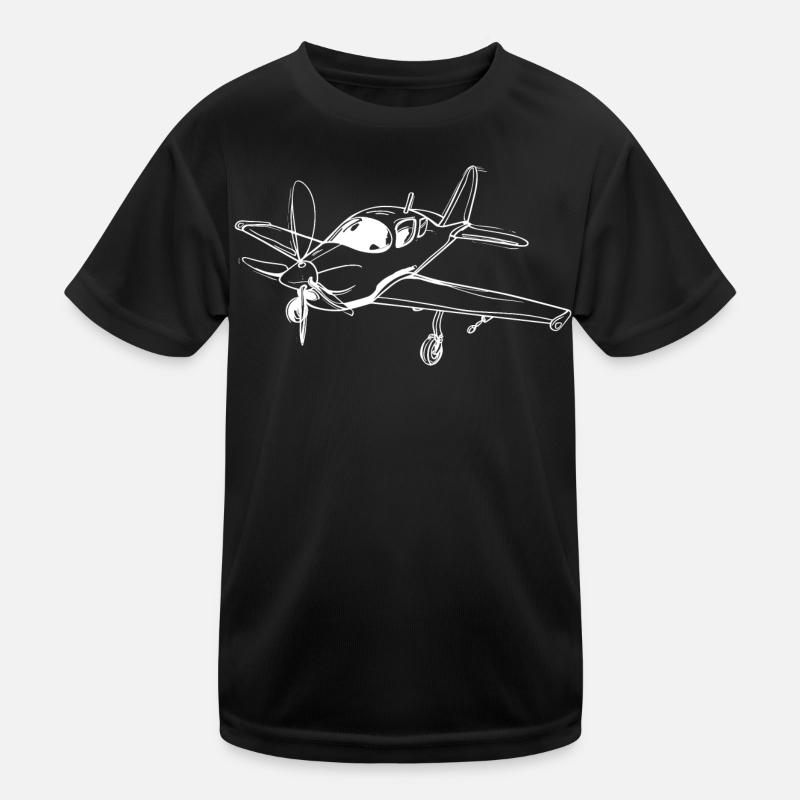 Propeller Plane Lineart Kids Functional T-Shirt