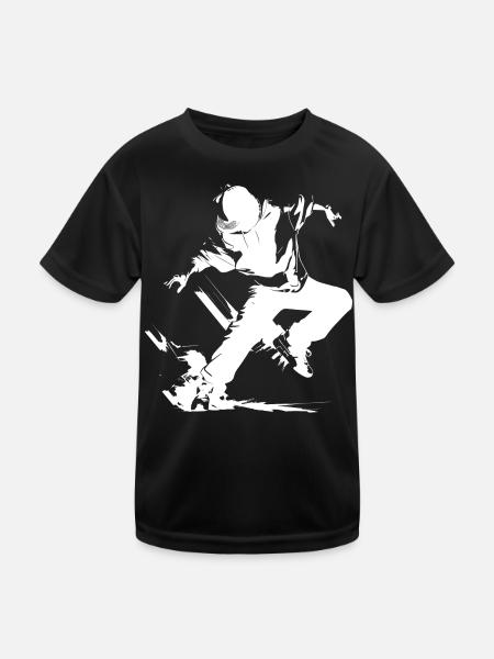 Breakdance Junge - Kinder Funktions-T-Shirt - Schwarz - Vorne