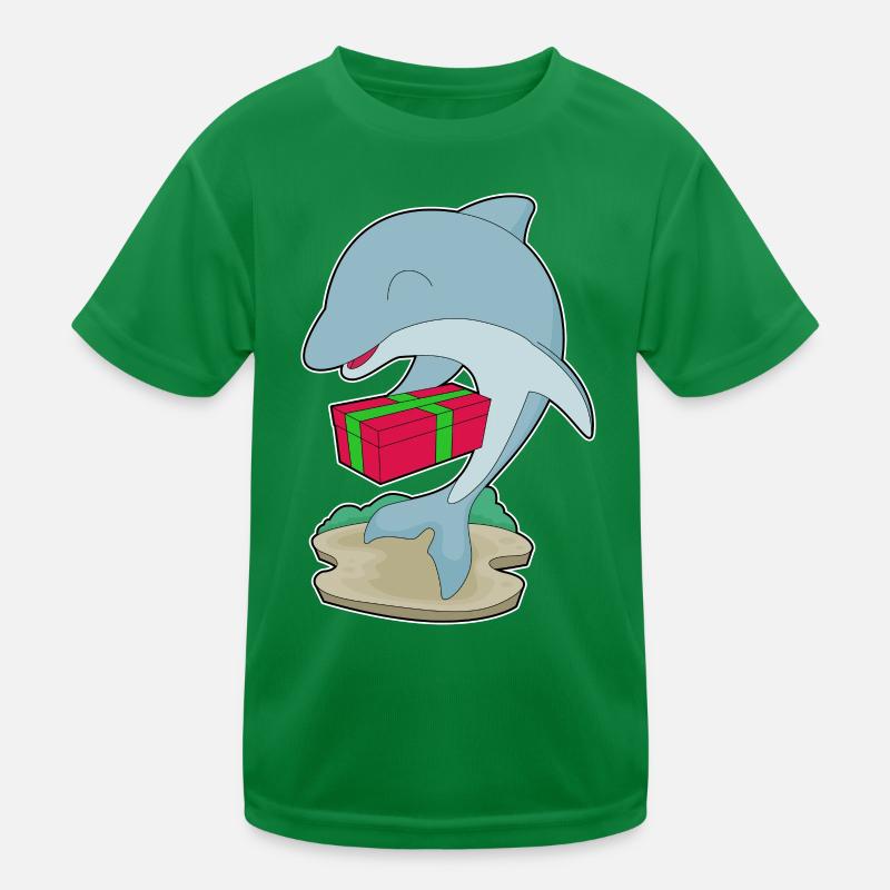 Dolphin Christmas Package Kids Functional T-Shirt