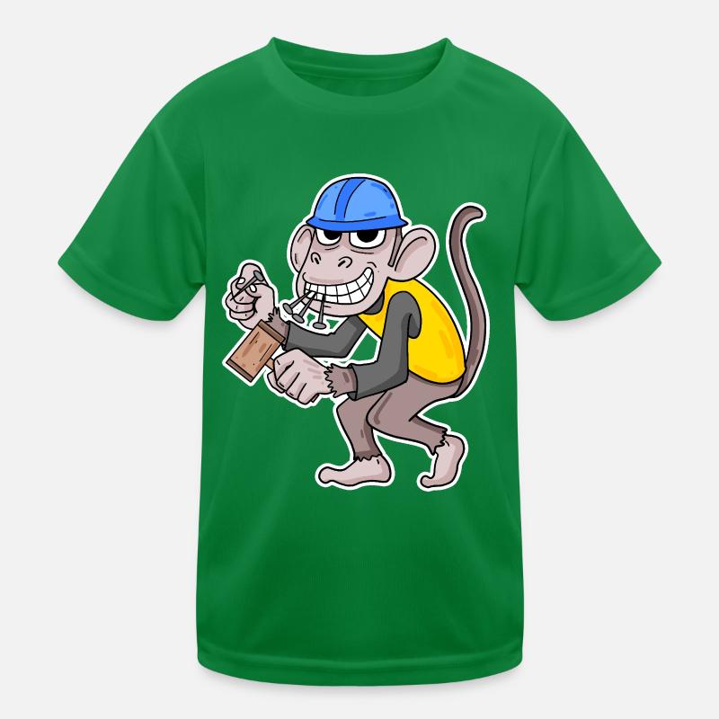 Baustelle Affe lustig Handwerker Kinder Funktions-T-Shirt
