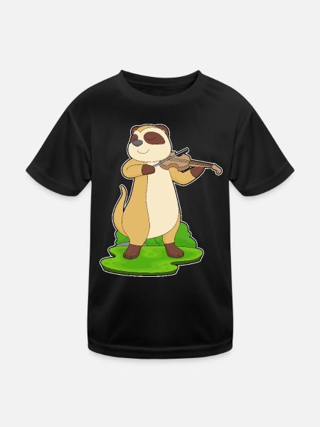 Erdmännchen Musiker Geige Musik - Kinder Funktions-T-Shirt - Schwarz