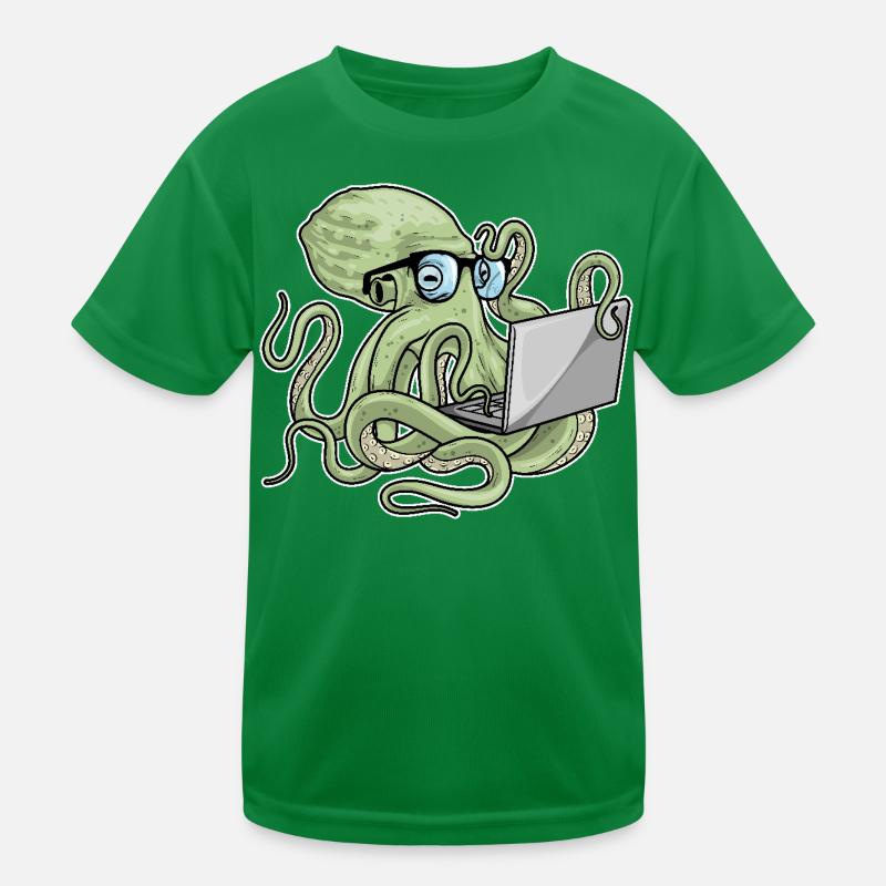 Krake Laptop Kinder Funktions-T-Shirt