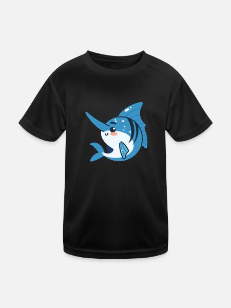 Swordfish on the move - Kids Functional T-Shirt - black