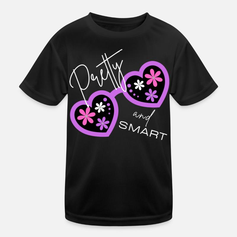 Pretty & Smart - Verspieltes Design - Kinder Funktions-T-Shirt - Schwarz