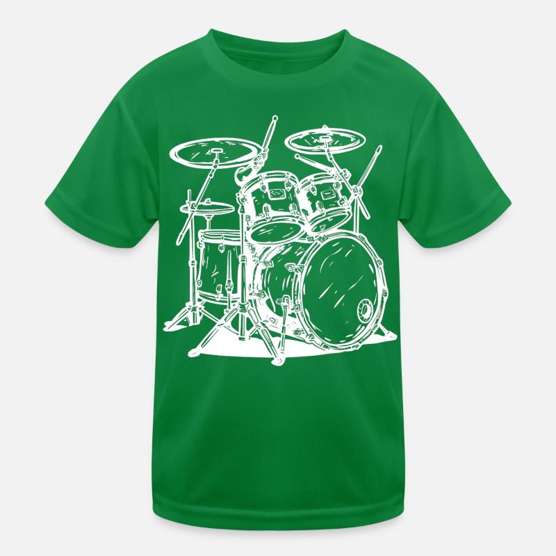 Drumkit Line Art Kinder Funktions-T-Shirt