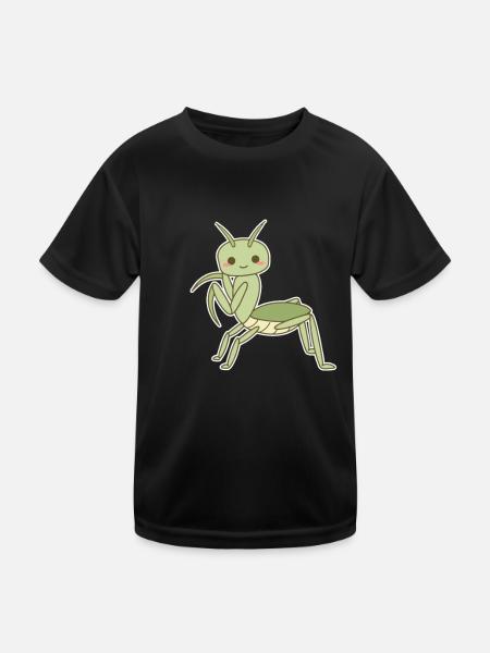 Elegante Gottesanbeterin - Kinder Funktions-T-Shirt - Schwarz - Vorne