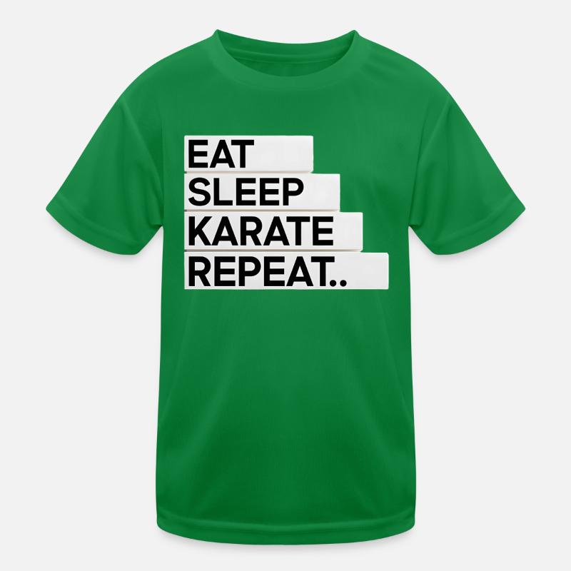 Eat. Sleep. Karate. Repeat... Kinder Funktions-T-Shirt