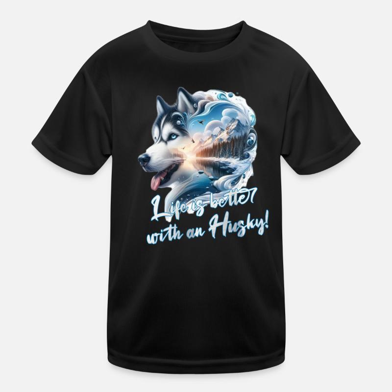 Schlittenhund Kinder Funktions-T-Shirt