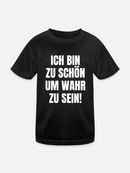 zu schön um wahr zu sein Selbstbewusst egoismus - Kinder Funktions-T-Shirt - Schwarz - Vorne