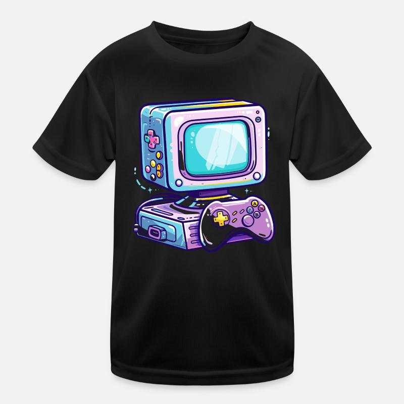 Gaming PC Comic Stil - Kinder Funktions-T-Shirt - Schwarz